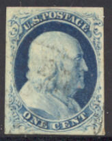  9 1c Franklin, Type IV, Imperforate Used Minor Defects #09usedmd