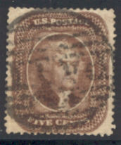 30A 5c Jefferson, brown Type II  Used  F-VF #30aused