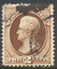 157 2c Jackson, brown, Continental Printing, Used  F-VF #157used