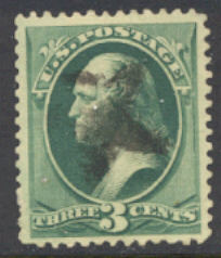 184 3c Washington, green, American Printing, Used AVG #184usedavg