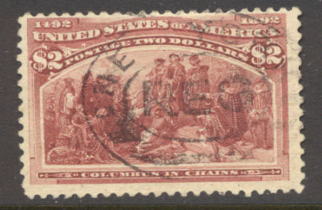 242 2 Columbian, brown red, Used Minor Defects #242usedmd