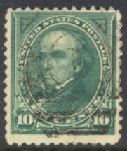 258 10c Webster, dark green, Used Minor Defects #258usedmd