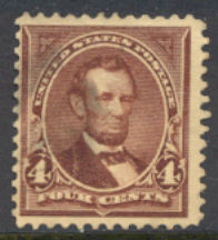 280 4c Lincoln, rose brown, Used, Minor Defects #280umd