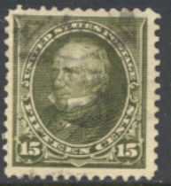 284 15c Clay, olive green, Used Minor Defects #284umd