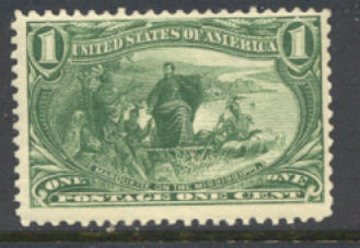 285 1c Trans Mississippi Marquette, green, Mint NH Minor Defects #285nhmd