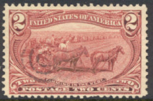 286 2c Trans Mississippi Farming, copper red, Used  F-VF #286used
