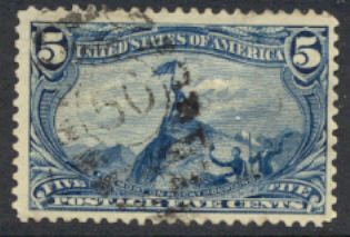 288 5c Trans Mississippi Fremont, dull blue, Used, Minor Defects #288usedmd