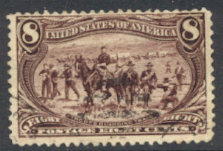 289 8c Trans Mississippi Wagon Train, violet brown, Used, Minor Defects #289umd
