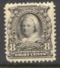 306 8c Martha Washington , violet black, Mint NH  F-VF #306nh