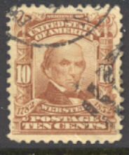307 10c Webster, pale red brown, Used, Minor Defects #307umd