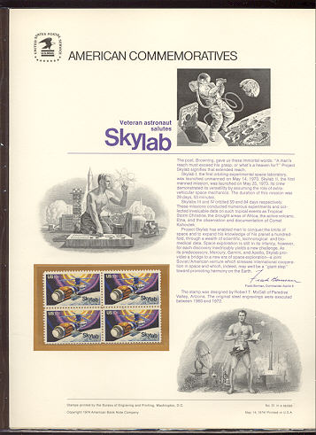 1529 10c Skylab USPS Cat. 31 Commemorative Panel #cp031