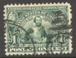 328 1c Jamestown Smith, green, Used, Minor Defects #328usedmd