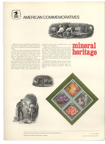 1538-41 10c Mineral Heritage USPS Cat. 33 Commemorative Panel #cp033