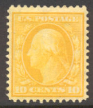 338 10c Washington, yellow, Perf 12, DL Wmk, Original Gum  F-VF #338og