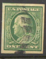 343 1c Franklin, green, Imperf DL Wmk, Used Minor Defects #343usedmd