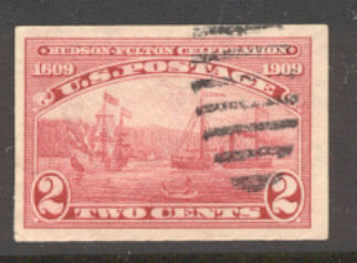 373 2c Hudson-Fulton Commemorative, Imperf Used, Minor Defects #373usedmd