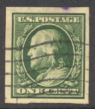 383 1c Franklin, green, SL Wmk Imperforate, Used  F-VF #383used