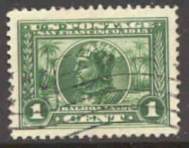 397 1c Pan-Pacific Balboa, green, Perf 12, F-VF Used #397used