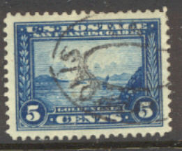 399 5c Pan-Pacific Golden Gate, blue, Perf 12, AVG Used #399uavg