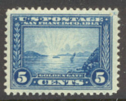 399 5c Pan-Pacific Golden Gate, blue, Perf 12, F-VF Mint NH #399nh