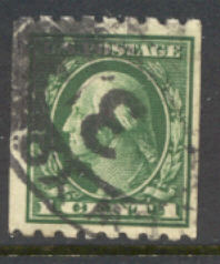 410 1c Washington, green, Perf 8 1/2 Coil, F-VF Used #410used