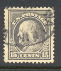 418 15c Franklin, gray, Perf 12, SL Wmk, Used Minor Defects #418usedmd