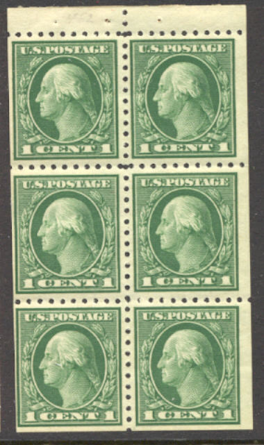 424d 1c Washington, green, Perf 10, SL Wmk, F-VF Mint NH Booklet #424dnh