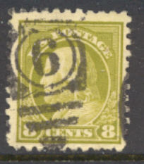 431 8c Franklin, olive green, Perf 10, SL Wmk,Used Minor Defects #431usedmd