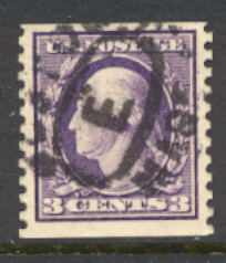 445 3c Washington Coil Flat Plate Perf 10 Violet F-VF Used #445used
