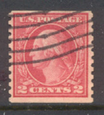 453 2c Wash., red, Perf 10 SL Wmk Rotary coil,Type I AVG-F Used #453used2