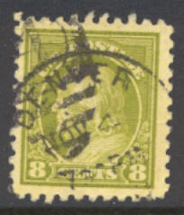470 8c Franklin, olive green, Perf 10, No Wmk, Used Minor Defects #470umd