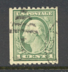 486 1c Washington, green, Rotary Coil, F-VF Used #486used