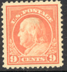 509 9c Franklin, salmon red, Unused OGMinor Defects #509ogmd