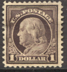 518 1 Franklin, violet brown, Flat Plate Perf 11, Mint NH Minor Defects #518nhmd