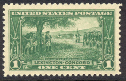 617 1c Lexington-Concord F-VF Mint, hinged #617og