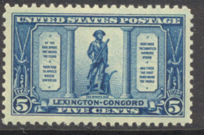 619 5c Lexington-Concord F-VF Mint NH #619nh