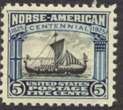 621 5c Norse-American F-VF Mint NH Plate Block of 8 #621nhpb
