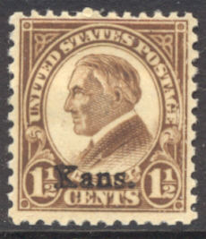 659 1 1/2c Harding Kansas Overprint AVG Mint, hinged #659ogavg