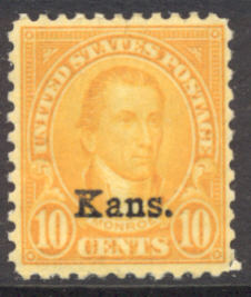 668 10c Monroe Kansas Overprint AVG Mint NH #668nhavg
