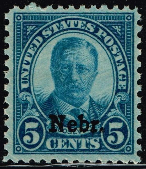 674 5c T. Roosevelt Nebraska Overprint F-VF Mint, hinged #674og