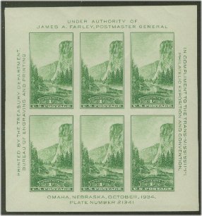 751 1c Yosemite Souvenir Sheet F-VF Used #751used