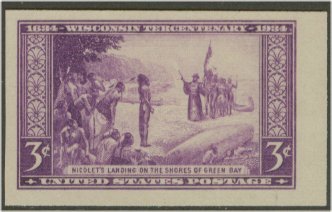 755 3c Wisconsin Imperforate F-VF Mint NH #755nh