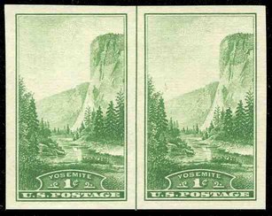 756 1c Yosemite Imperforate Horizontal Pair Vertical Line #756hpvg