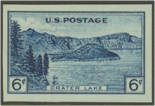 761 6c Crater Lake Imperforate F-VF Mint NH Plate Block of 6 #761pb