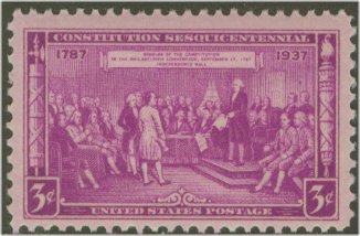 798 3c Constitution F-VF Mint NH Plate Block of 4 #798pb