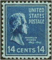 819 14c Franklin Pierce Plate Block #819pb
