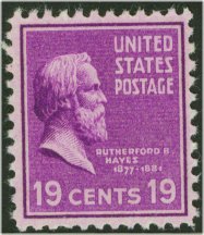 824 19c Rutherford Hayes F-VF Mint NH #824nh