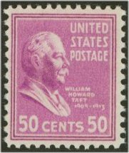 831 50c William H. Taft Plate Block #831pb
