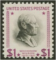 832c 1 Woodrow Wilson, Red Violet  Black Plate Block #832cpb