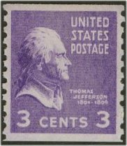 842 3c Thomas Jefferson Coil F-VF Mint NH #842nh